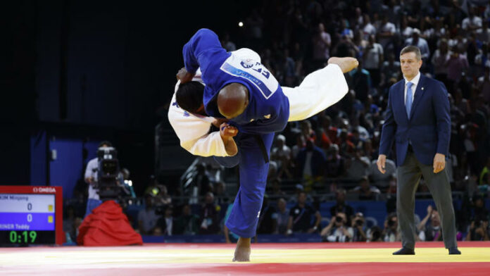 Teddy Riner lors de son combat pour la médaille d'or. LP/ Olivier Corsan © Olivier CORSAN