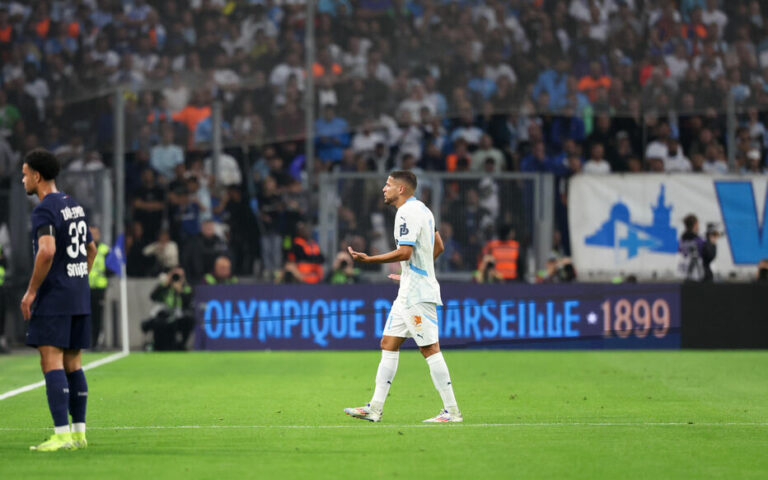 OM-PSG (0-3) : les images de l’impressionnante marque sur le torse de Marquinhos après la faute de Harit